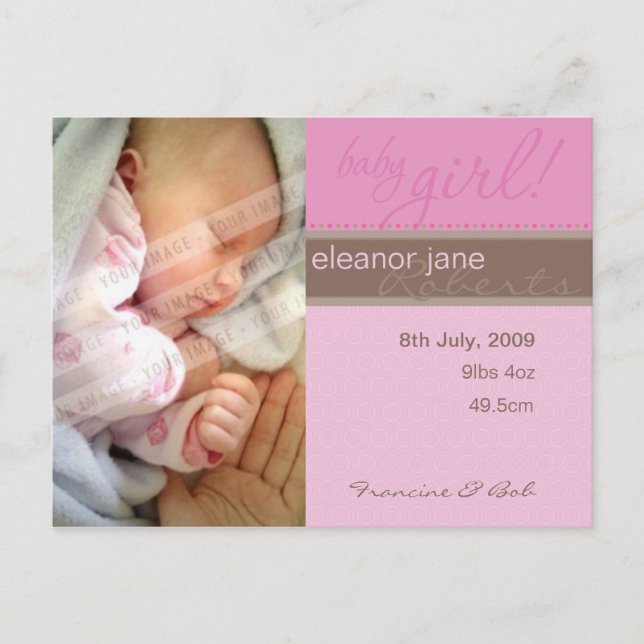 BIRTH ANNOUNCEMENT :: sheer joy - girl (Front)