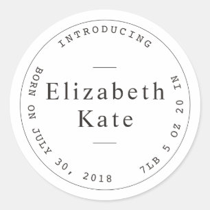 Birth Announcement Simple Stamp Design Sticker