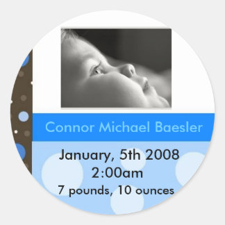 Birth announcement sticker BOY