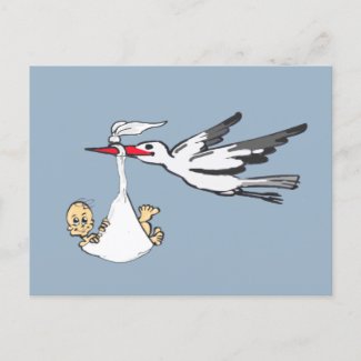 Birth Announcement Stork & Baby Boy Postcard