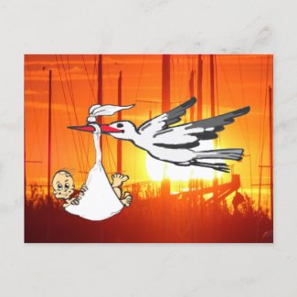 Birth Announcement Stork & Baby DIY Postcard