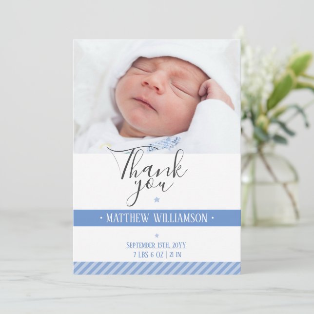 Birth Announcement Thank You Card Photo Template (Standing Front)