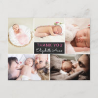 Birth Announcement Thank You Photo Collage Postcard