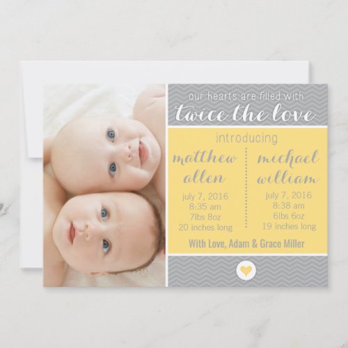 Birth Announcement _ Twins Twice the Love