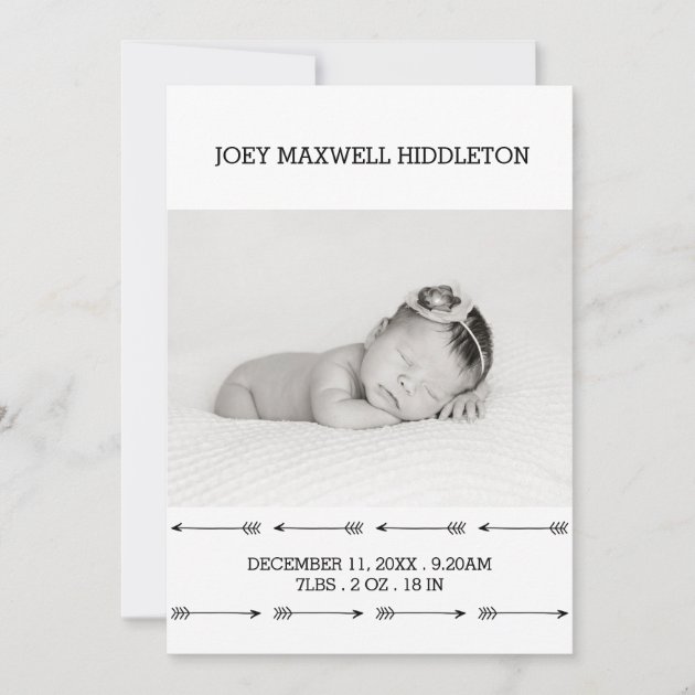 Birth Announcement Two Photos Simple Arrows