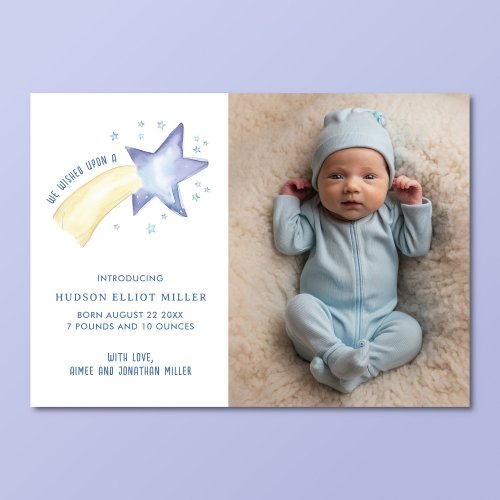 Birth Announcement We Wished Upon A Star Card