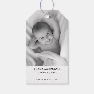 Birth Announcement with Custom Newborn Baby Photo Gift Tags