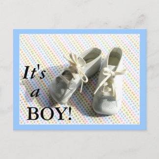 Birth announcement with vintage baby booties