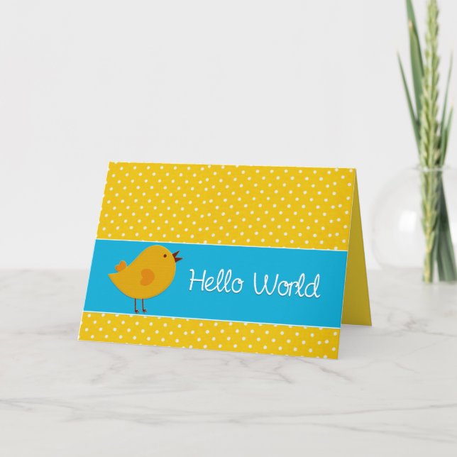 Birth Announcement Yellow Polka dot Photo (Front)