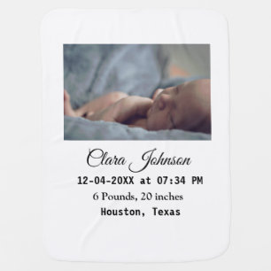 Birth announcements add photo date time place deta baby blanket