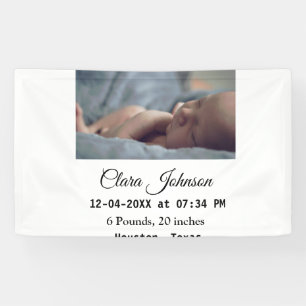 Birth announcements add photo date time place deta banner