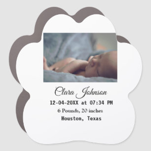 Birth announcements add photo date time place deta car magnet
