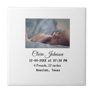 Birth announcements add photo date time place deta ceramic tile