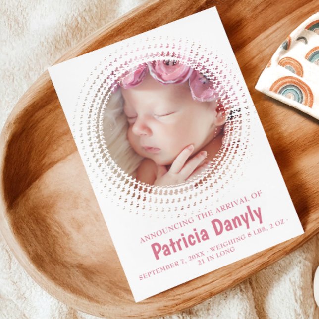 Birth Baby Girl Photo Collage Simple Minimal Cute Announcement (Birth Baby Girl Photo Collage Simple Minimal Cute Announcement)