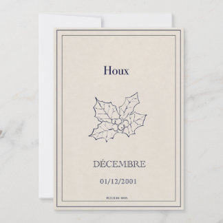 Birth card December, houx