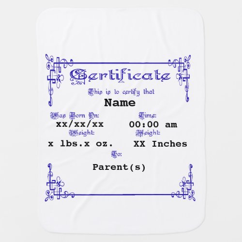 Birth Certificate Baby Blanket  Customize It