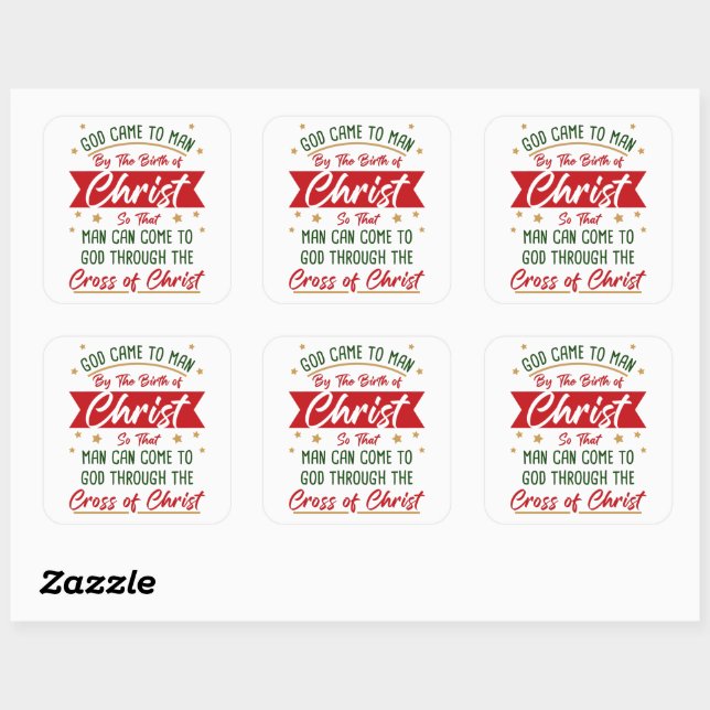 Birth & Cross of Jesus Christ Christmas Faith  Square Sticker (Sheet)