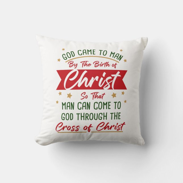 Birth & Cross of Jesus Christ Christmas Faith  Throw Pillow (Front)
