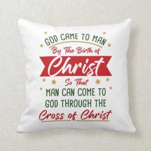 Birth & Cross of Jesus Christ Christmas Faith Throw Pillow