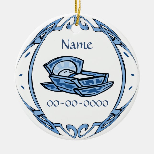 Birth Date Ornament, Add Text Ceramic Ornament (Front)