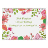 Birth Daughter Watercolor Flowers Religious Birthd (Front Horizontal)