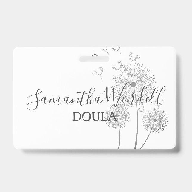 Birth Doula Midwife Illustrated Flowers Badge (Front)