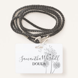 Birth Doula Midwife Illustrated Flowers Badge