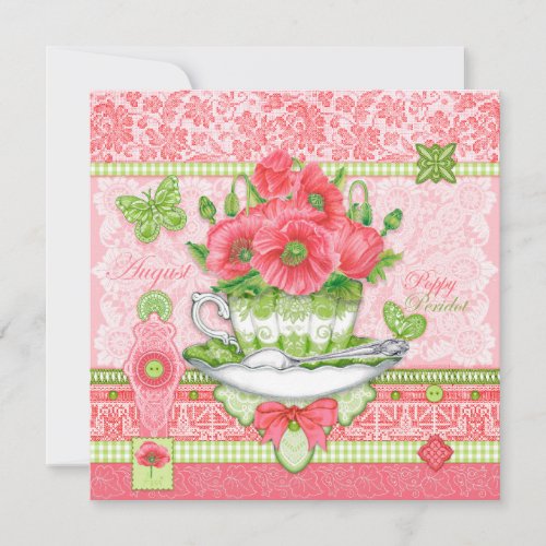 Birth Flower and Gem August Teacup Card