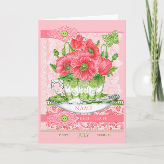 Birth Flower and Gem August Word Game Card (Front)