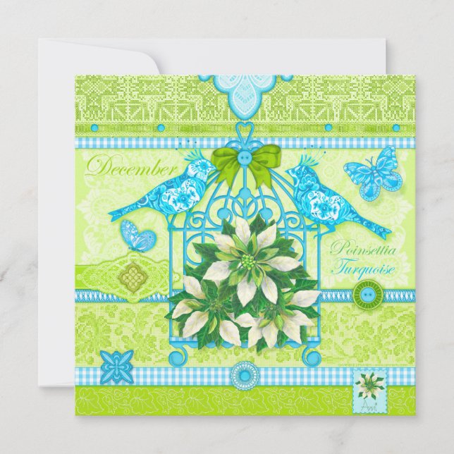 Birth Flower and Gem December Birdcage Card (Front)