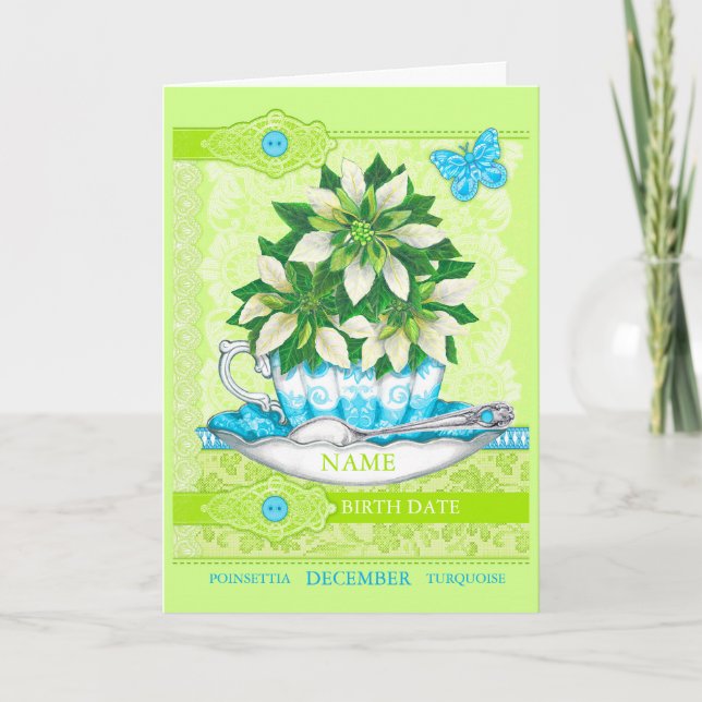 Birth Flower and Gem December Word Game Card (Front)