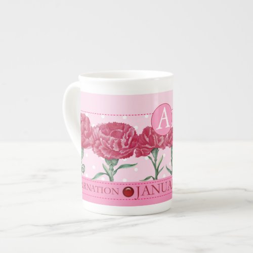 Birth Flower and Gem January Bone China Mug