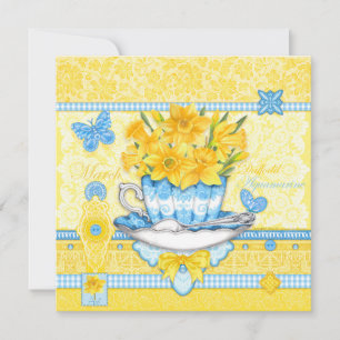 Birth Flower and Gem March Teacup Card