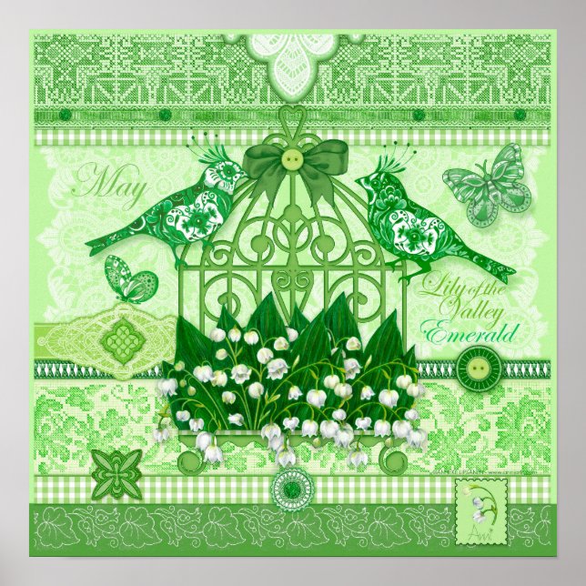 Birth Flower and Gem May Birdcage Poster (Front)