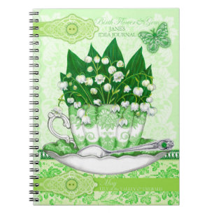 Birth Flower and Gem May Lace Notebook