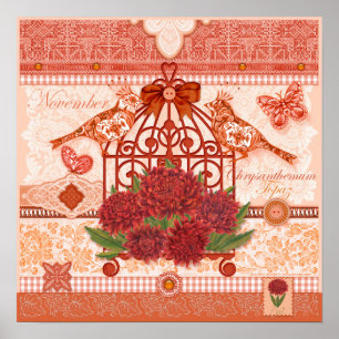 Birth Flower and Gem November Birdcage Poster