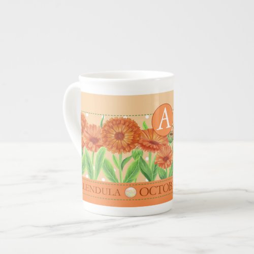 Birth Flower and Gem October Bone China Mug