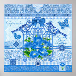 Birth Flower and Gem September Birdcage Poster