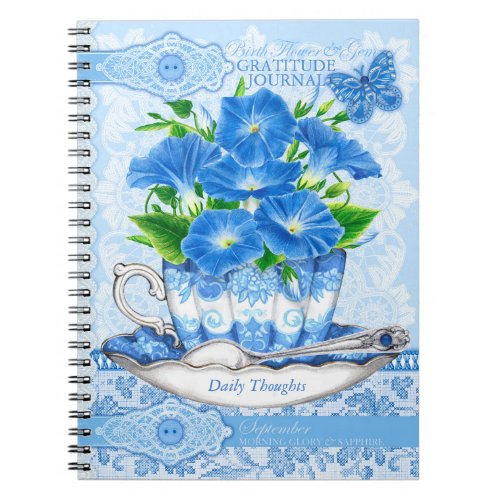 Birth Flower and Gem September Lace Notebook