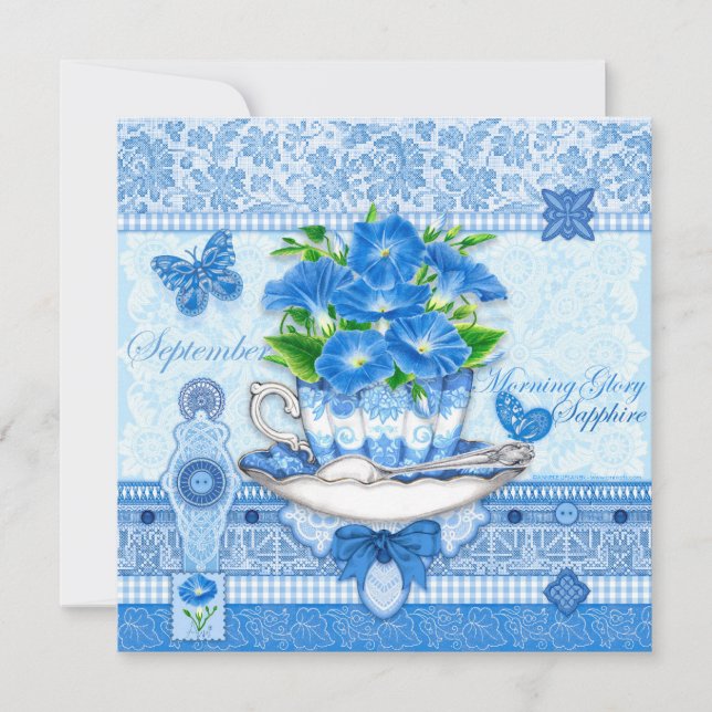 Birth Flower and Gem September Teacup Card (Front)