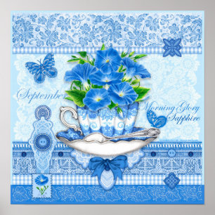 Birth Flower and Gem September Teacup Poster