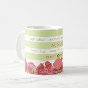 Birth Flower and Gem Stripe Mug August
