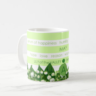 Birth Flower and Gem Stripe Mug May