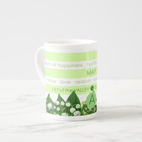 Birth Flower and Gem Stripe Mug May Bone China