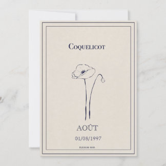 Birth flower card August poppy