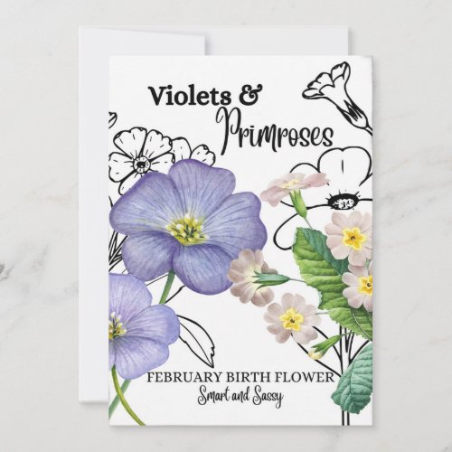 Birth Flower Card February Violet Primrose Holiday Card