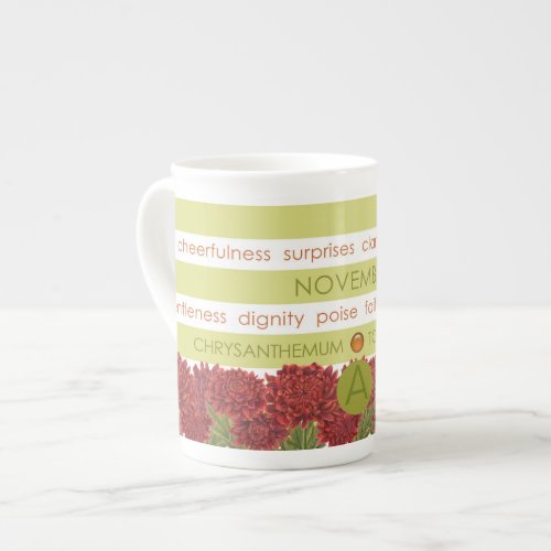 Birth Flower  Gem Stripe Mug November Bone China