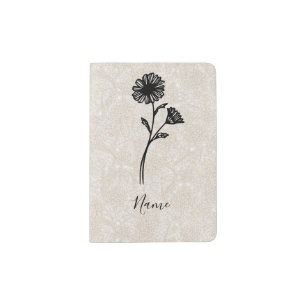 Birth Flower Gift for Her,Personalized april Passport Holder