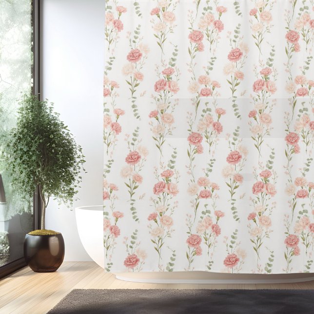 Birth Flower Jan Carnation Shower Curtain (Creator Uploaded)