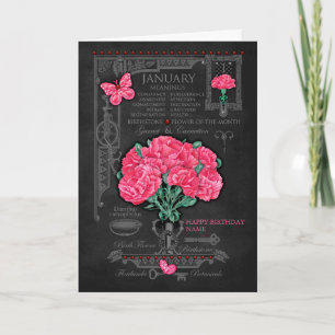 Birth Flower January Chalk Personalized Card